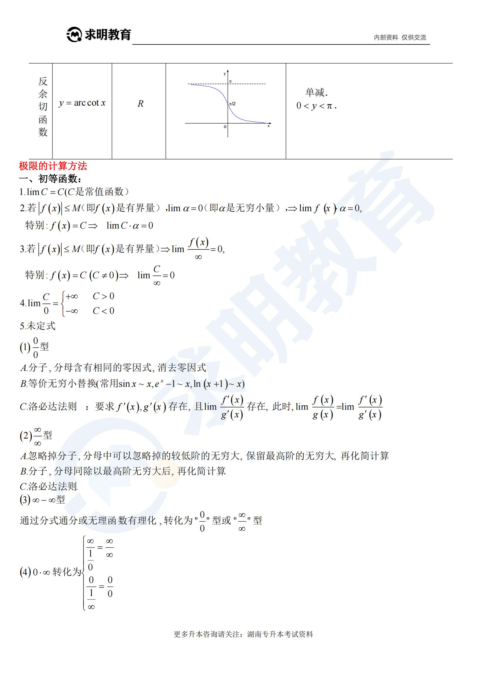 湖南专升本高等数学公式8